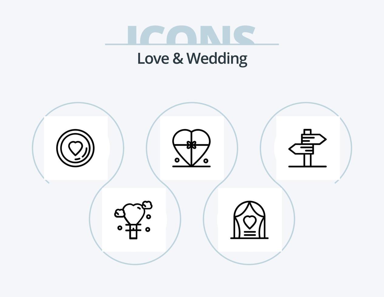 kärlek och bröllop linje ikon packa 5 ikon design. kärlek. datum. kärlek. alla hjärtans dag. passionen vektor