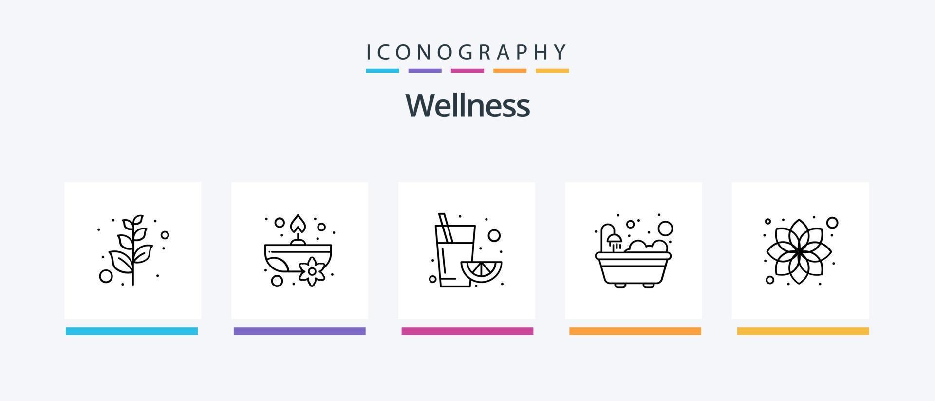 Wellness Line 5 Icon Pack inklusive Zwischenablage. Spa. Seife. Entspannung. Bett. kreatives Symboldesign vektor