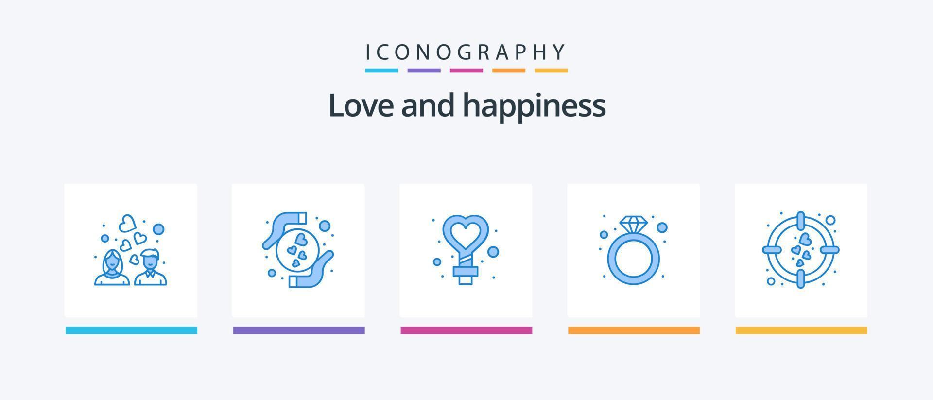 kärlek blå 5 ikon packa Inklusive kärlek. gåva. kvinna. ringa. diamant. kreativ ikoner design vektor