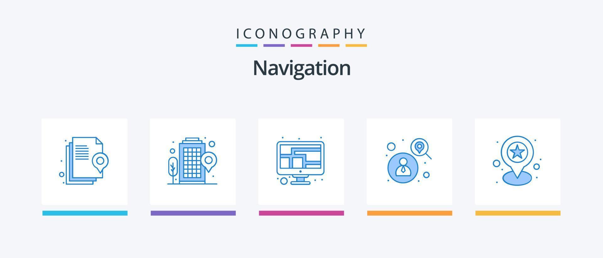 Navigation Blue 5 Icon Pack inklusive Standort. suchen. Standort. Benutzer. Standort. kreatives Symboldesign vektor