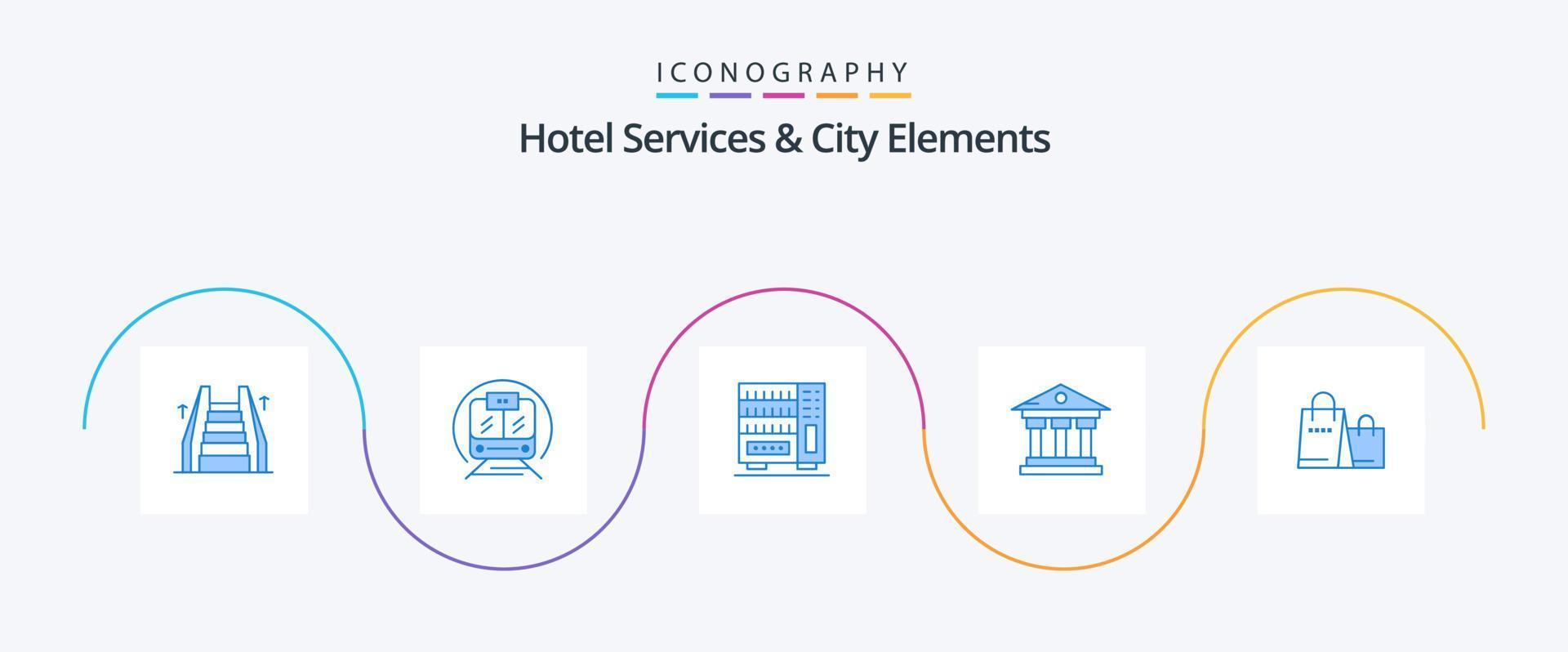 hotelservices und city elements blue 5 icon pack inklusive handtasche. Service. Möbel. Geld . Bank vektor