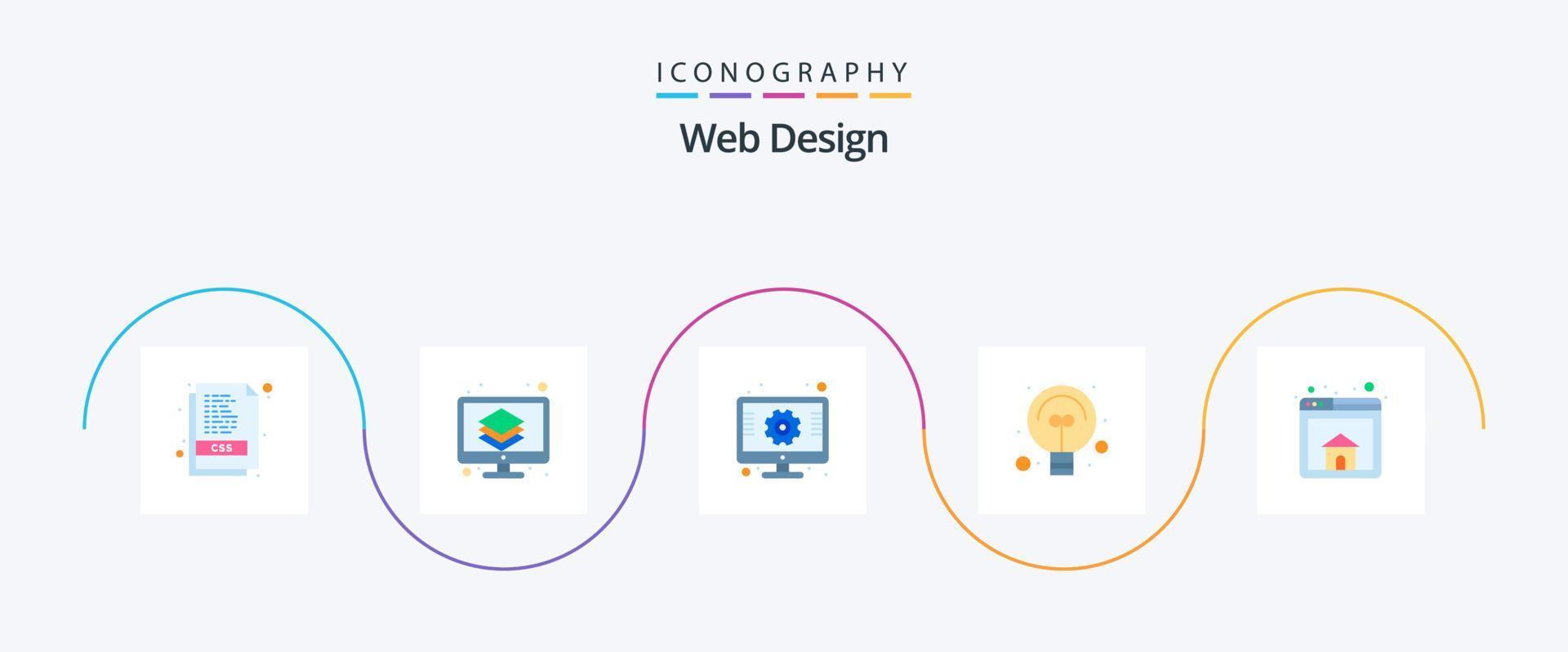 Webdesign Flat 5 Icon Pack inklusive Homepage. Netz. Design. Idee. Netz vektor