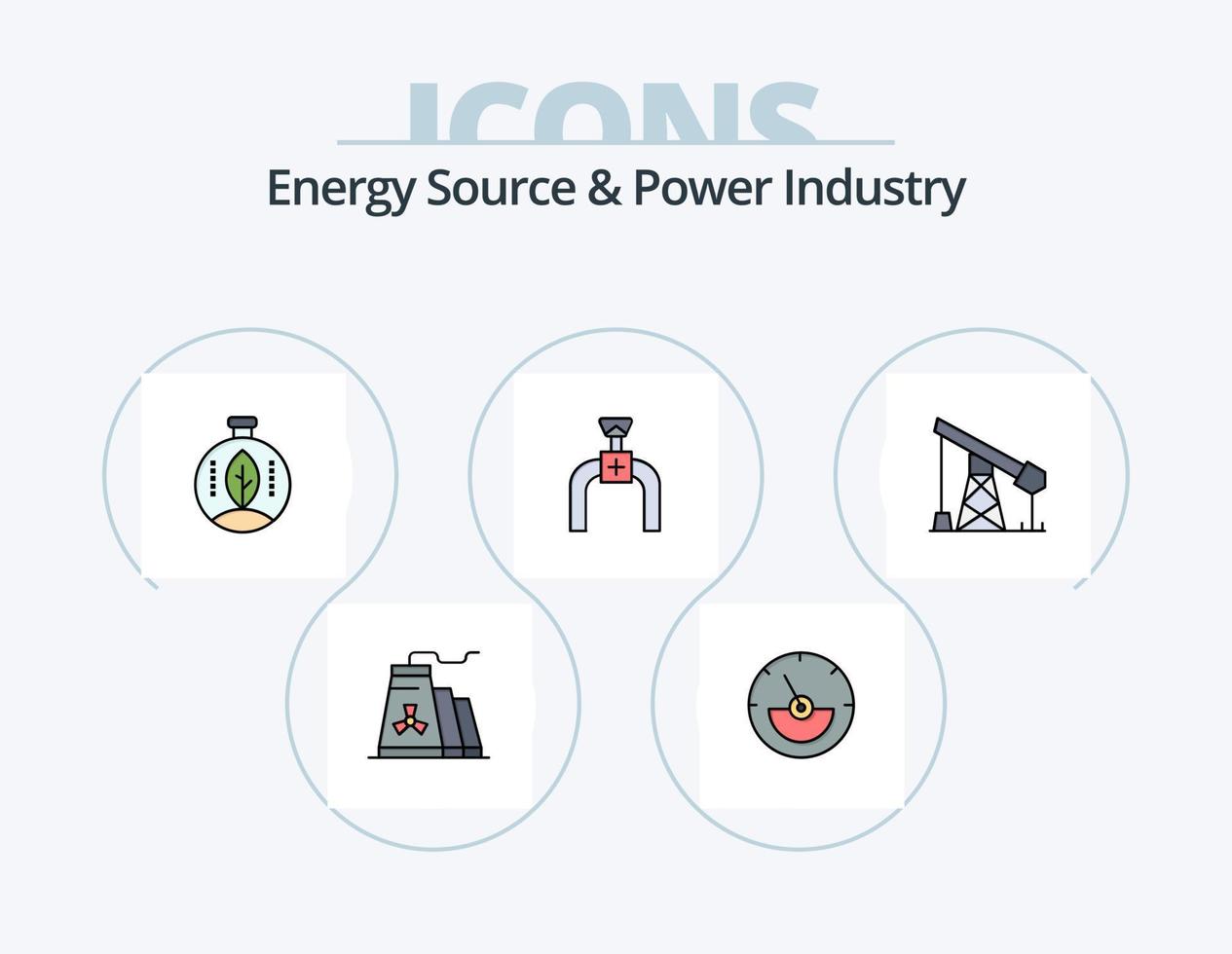 Energiequelle und Stromindustrie Linie gefüllt Icon Pack 5 Icon Design. . Sendeturm. LKW. Übertragung. elektrisch vektor