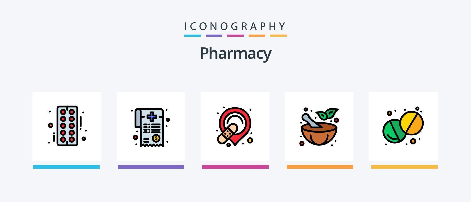 apotek linje fylld 5 ikon packa Inklusive . apotek. apotek. medicinsk. medicinsk. kreativ ikoner design vektor