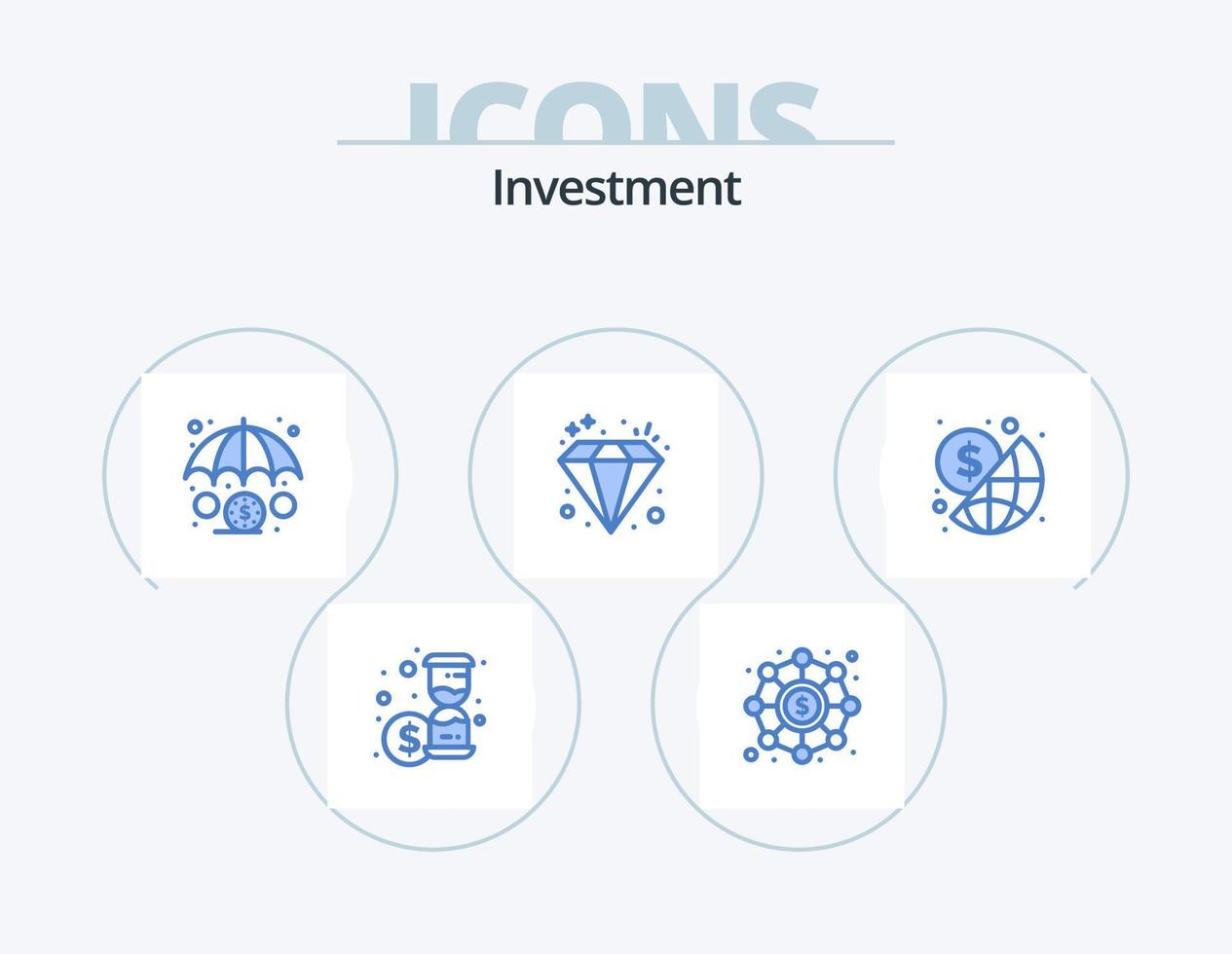 Investition blau Icon Pack 5 Icon Design. Geld. global. Versicherung. Geschäft. Juwel vektor