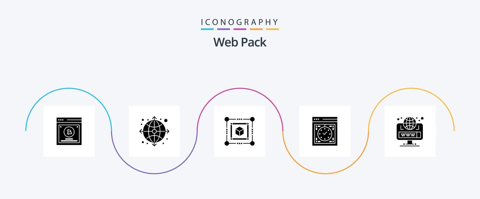 Web Pack Glyph 5 Icon Pack inklusive Browser. betrachten. 3d. Gerät. Computer vektor