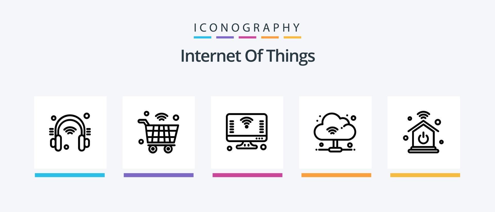 Internet der Dinge Linie 5 Icon Pack inklusive Router. Internet. iot. W-lan. Standort. kreatives Symboldesign vektor