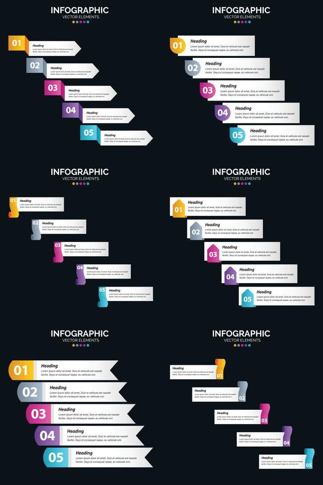 Werten Sie Ihre Geschäftspräsentation mit sechs Vektor-Infografiken auf vektor