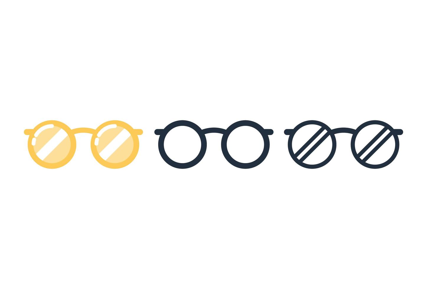 süße Brille Icon Set vektor