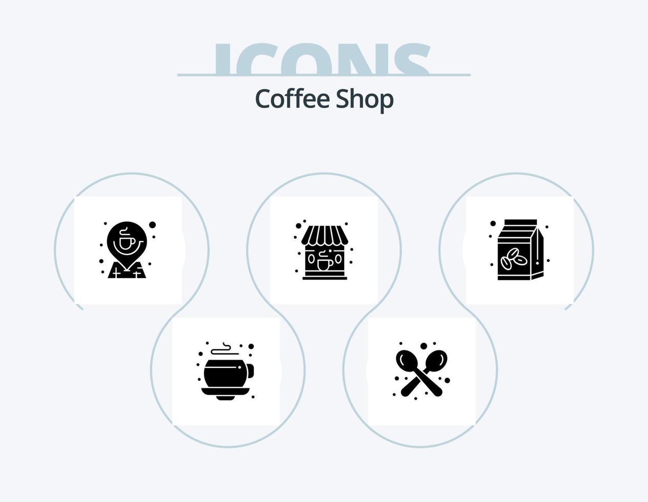 Café-Glyphen-Icon-Pack 5 Icon-Design. Kaffee-Box. Geschäft. Kaffee. Kaffee. Karte vektor
