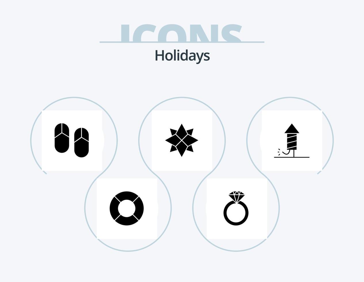 Feiertage Glyphen-Icon-Pack 5 Icon-Design. Urlaub. Festival. Picknick. Weihnachten. Winter vektor