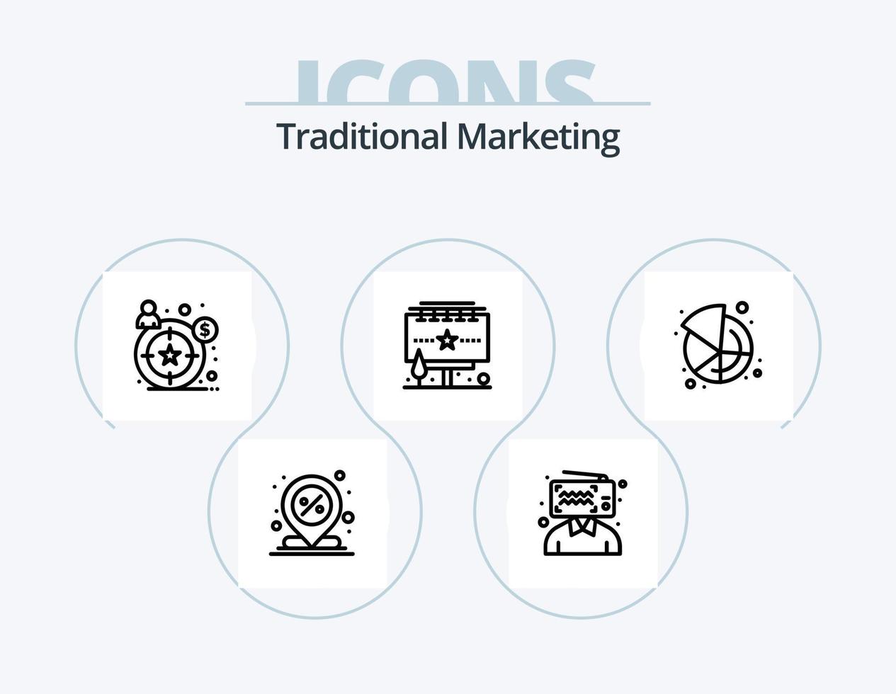 traditionelle Marketinglinie Icon Pack 5 Icon Design. Beeinflusser. bloggen. Tratsch. Blogger. Portfolio vektor
