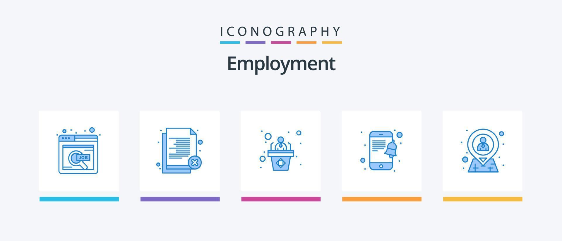 sysselsättning blå 5 ikon packa Inklusive hr. smartphone. avvisa. underrättelse. Tal. kreativ ikoner design vektor