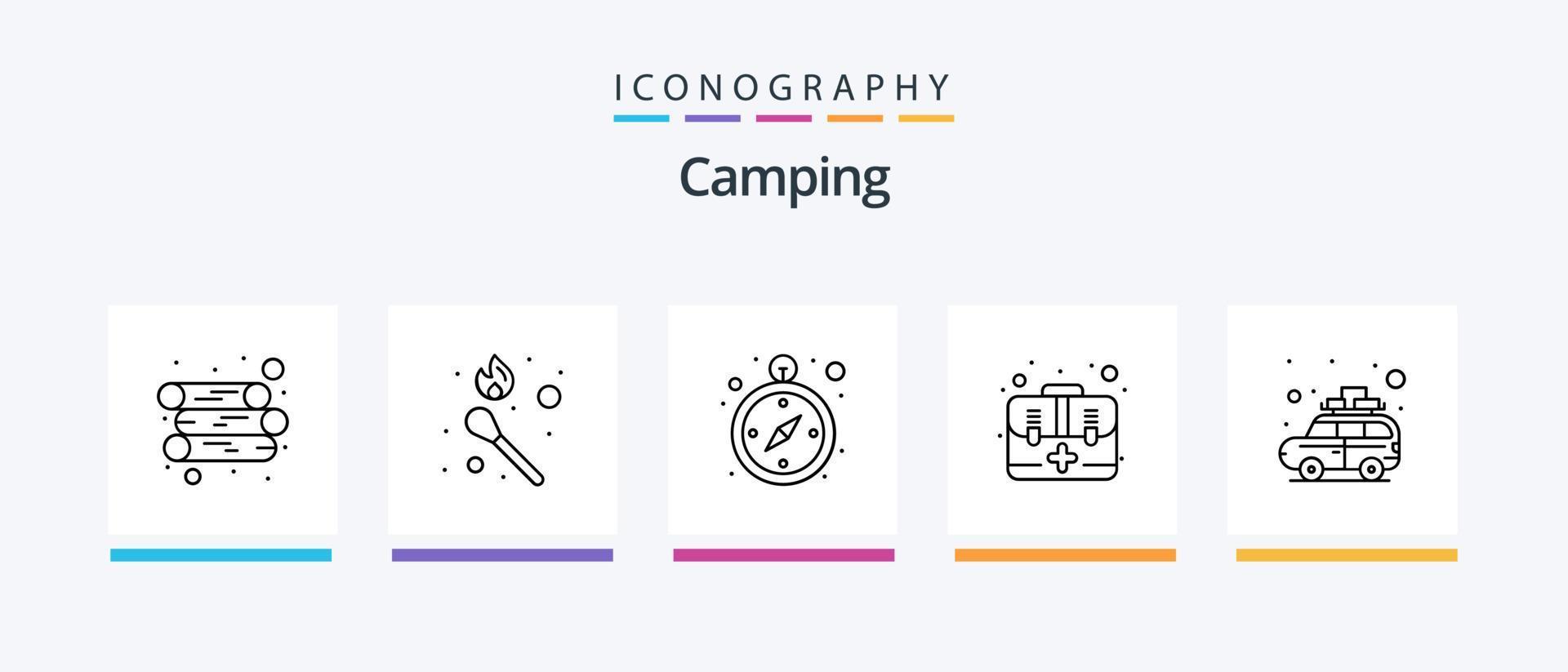 Camping Line 5 Icon Pack inklusive Nuss. Essen. Camping. Natur. Blatt. kreatives Symboldesign vektor