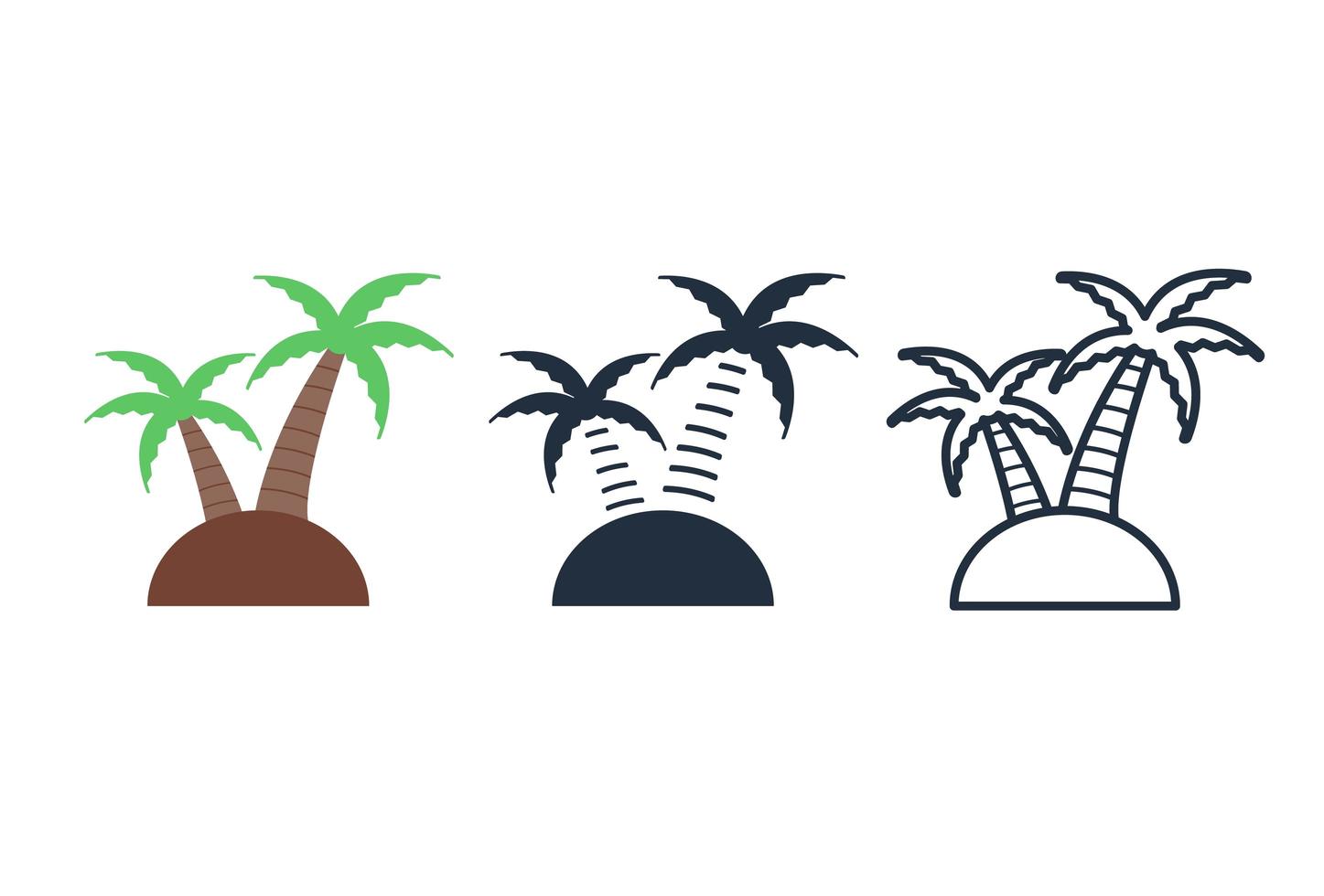 kokosnöt träd ikonuppsättning vektor