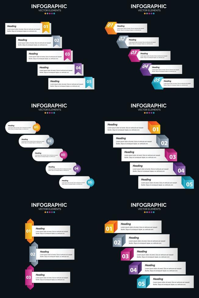 Lägg till professionell stil till din företag presentation med sex vektor infographics