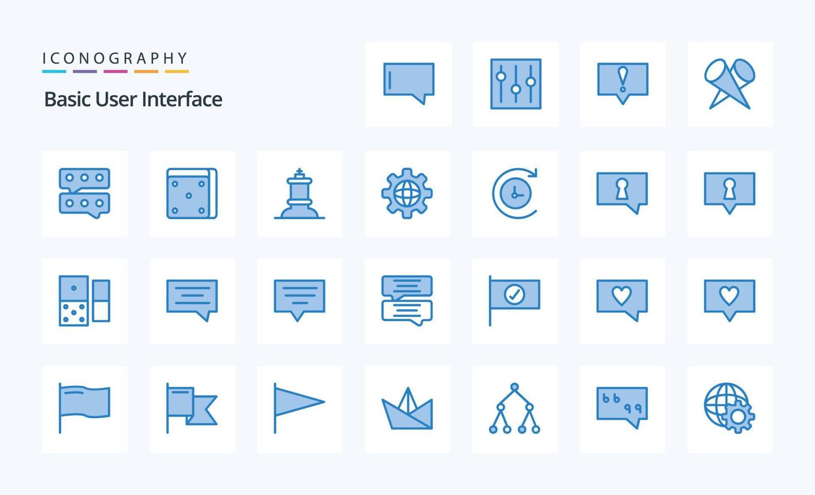 25 grundläggande blå ikon packa vektor