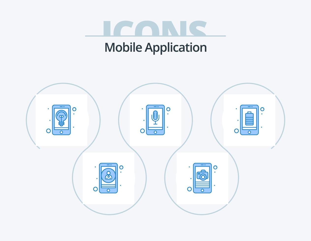 mobil Ansökan blå ikon packa 5 ikon design. batteri. Ansökan. telefon inspelare. audio igenkännande vektor