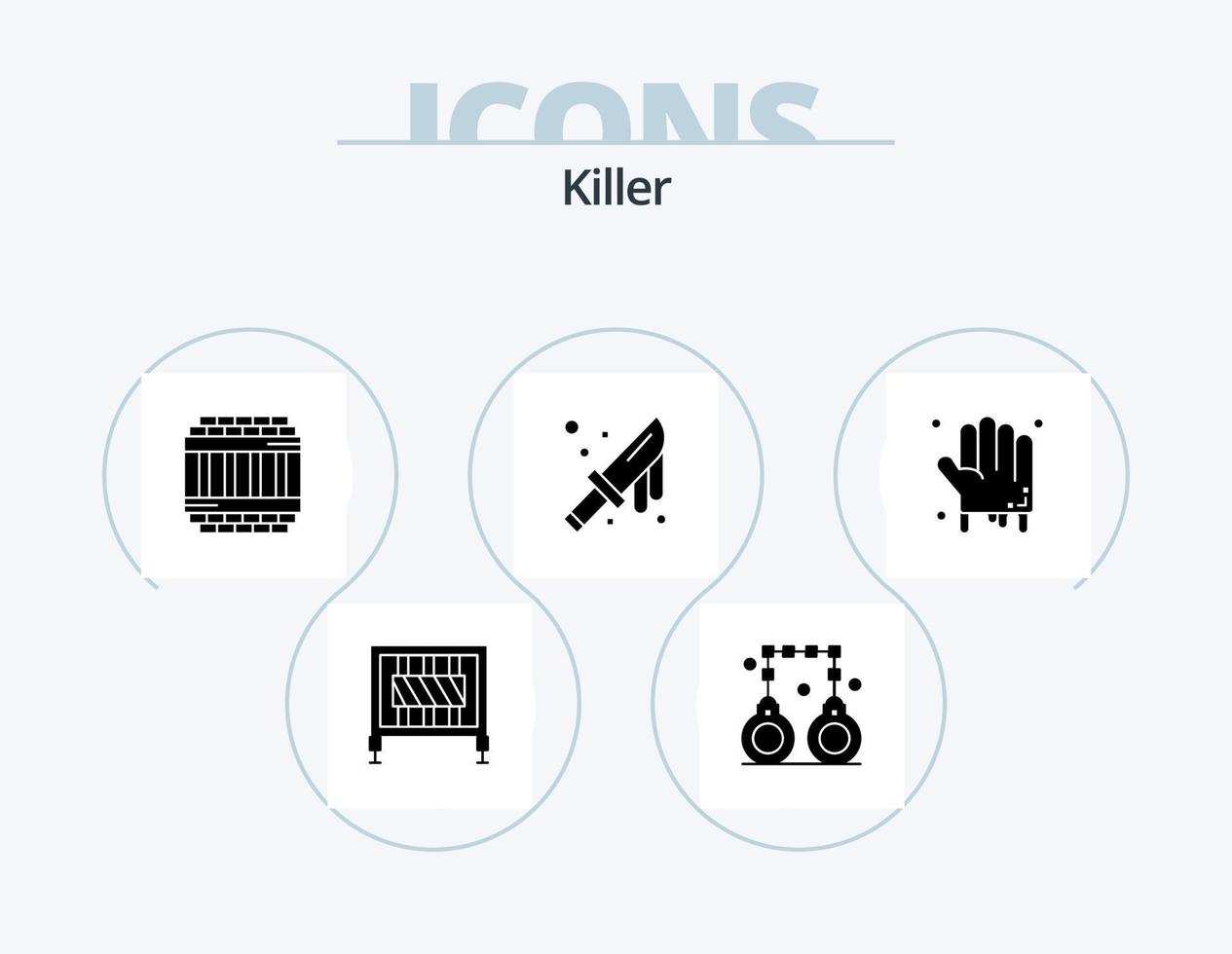 Killer-Glyphe-Icon-Pack 5 Icon-Design. Halloween. Messer. die Architektur. Besteck. Blut vektor