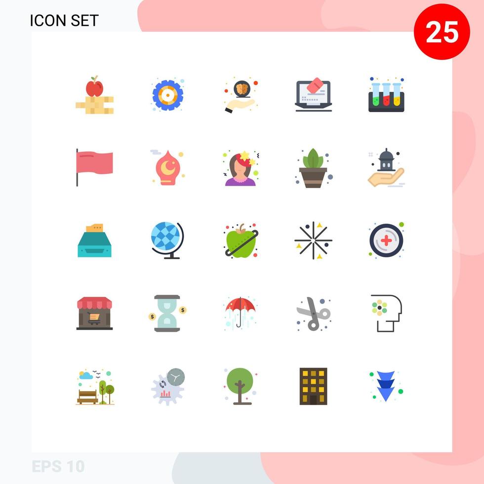25 användare gränssnitt platt Färg packa av modern tecken och symboler av testa rör blod hjälp skärm data redigerbar vektor design element