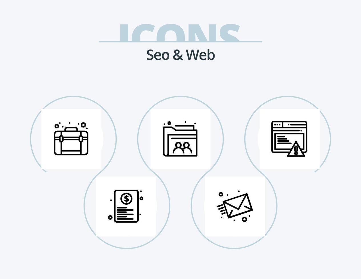 SEO und Web-Line-Icon-Pack 5 Icon-Design. . Netz. Zahnrad. seo. Netzwerk vektor