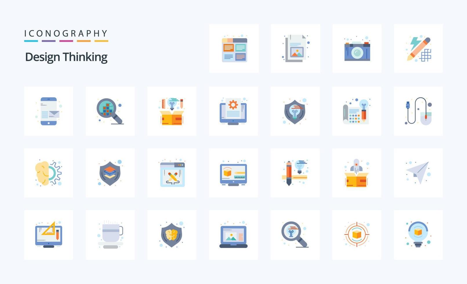 25 Design Thinking Flat Color Icon Pack vektor