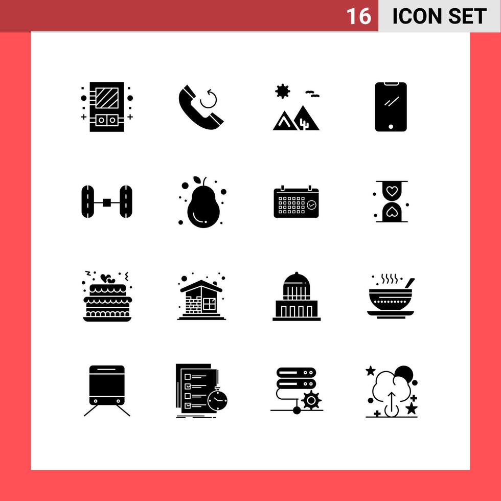 grupp av 16 modern fast glyfer uppsättning för hjul inriktning android arab mobil telefon redigerbar vektor design element