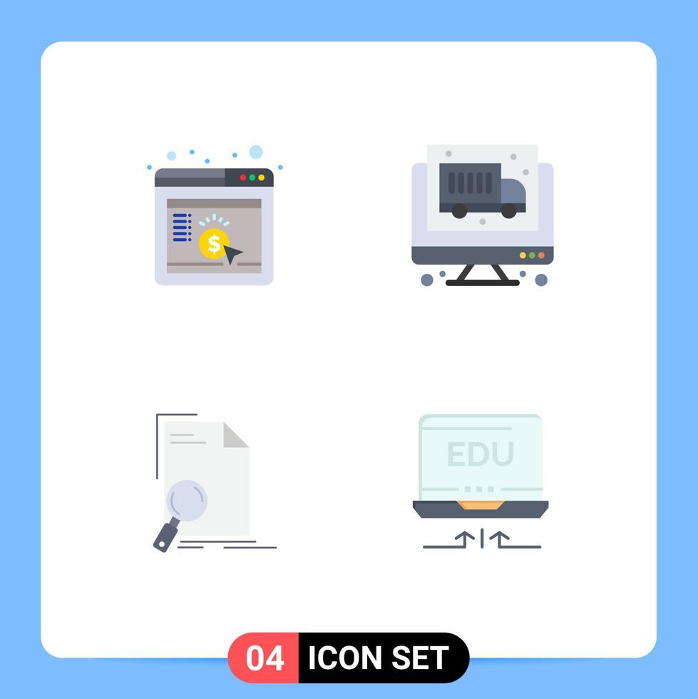 piktogram uppsättning av 4 enkel platt ikoner av cpc fil seo ekonomi sida redigerbar vektor design element