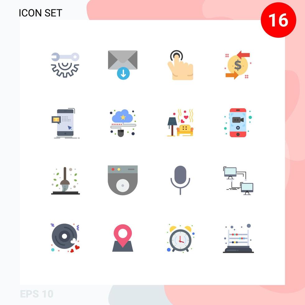 uppsättning av 16 modern ui ikoner symboler tecken för post dialog finger bulk dollar redigerbar packa av kreativ vektor design element