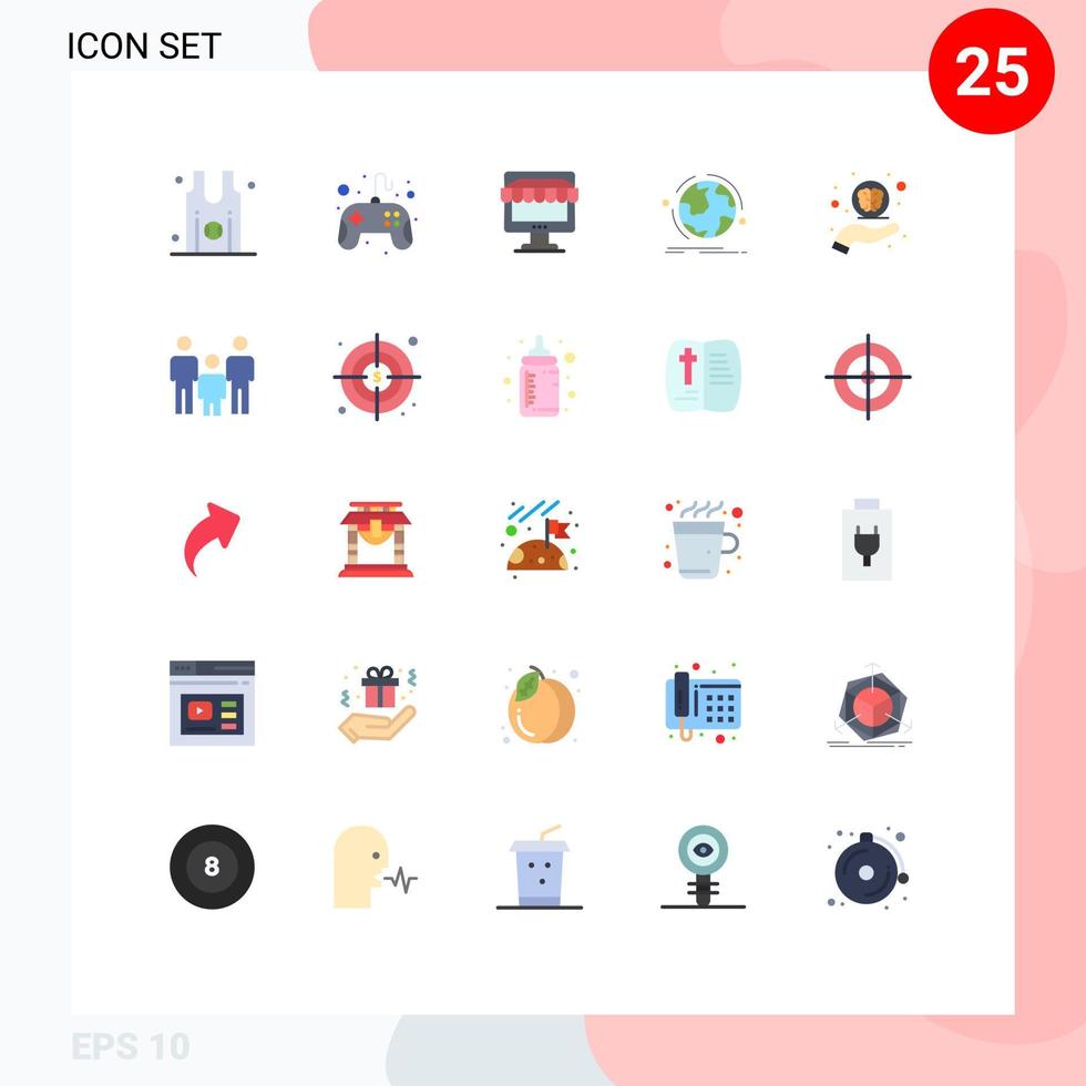 platt Färg packa av 25 universell symboler av nätverk Upptäck e-handel värld uppkopplad redigerbar vektor design element