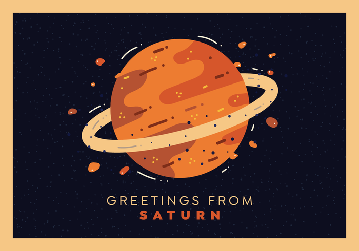 Saturn Planet Vykort Vector