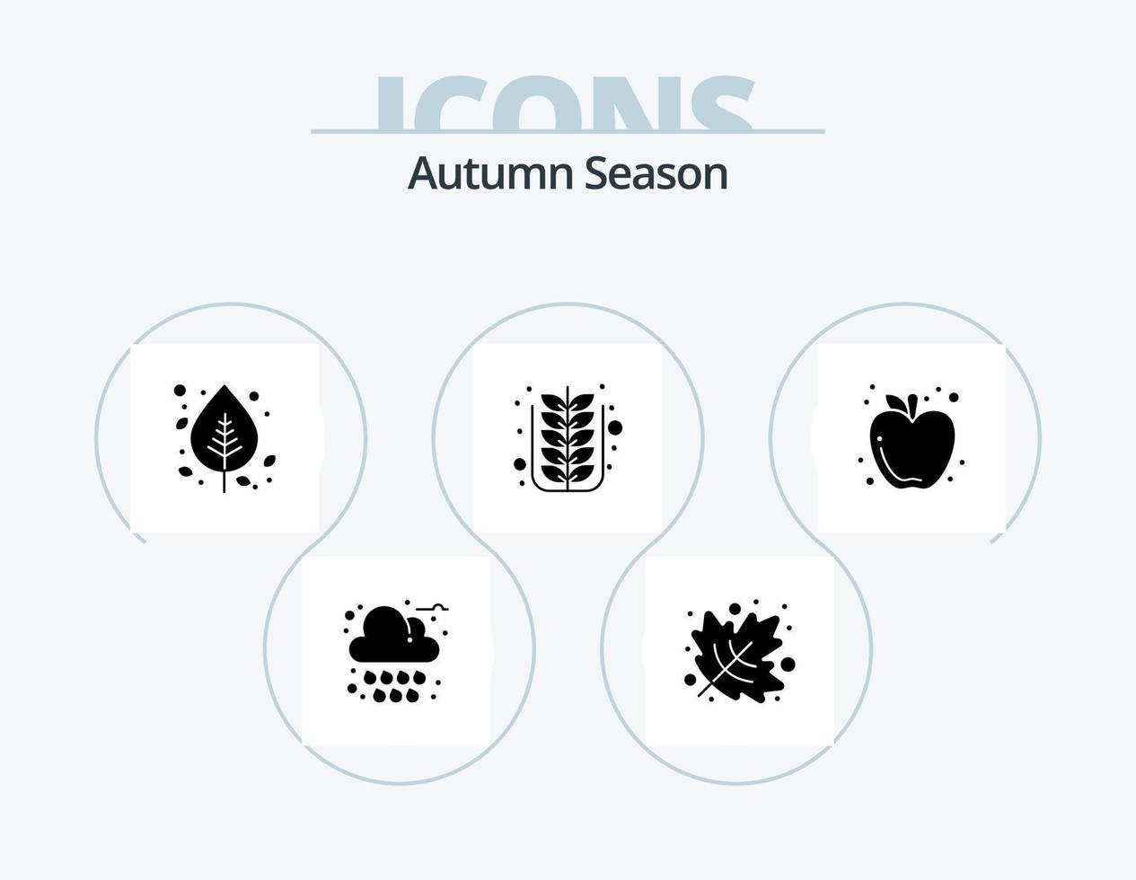 Herbst-Glyphen-Icon-Pack 5 Icon-Design. Apfel. Natur. Birke. Blatt. Herbst vektor