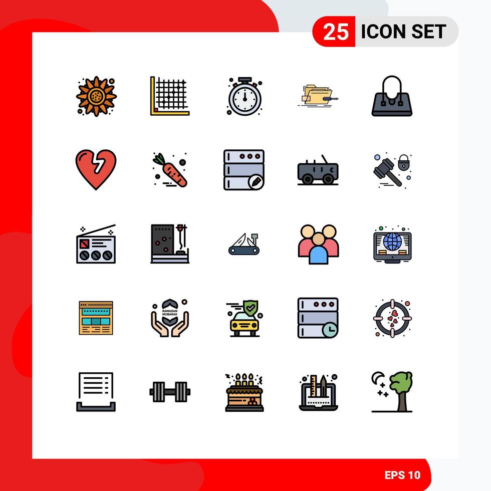 Stock Vector Icon Pack mit 25 Linienzeichen und Symbolen für Tech-Reparatur-Grid-Box mobile editierbare Vektordesign-Elemente