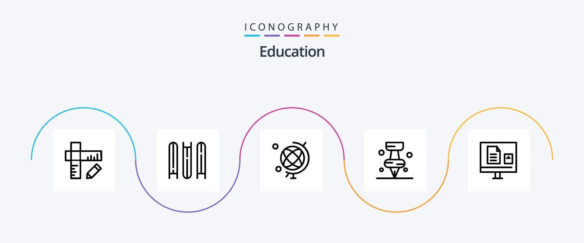 Education Line 5 Icon Pack inklusive Bildung. Ausbildung. Pi. Ausbildung vektor