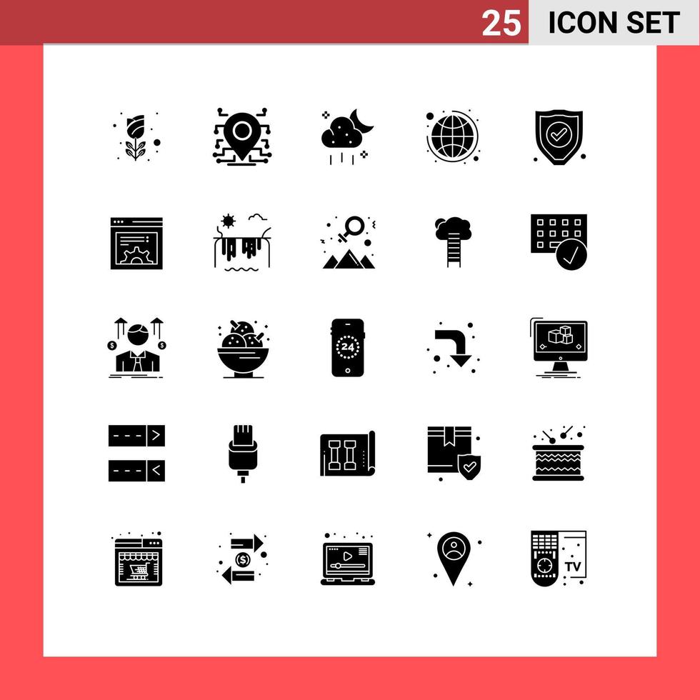 25 kreative Symbole moderne Zeichen und Symbole der Schutzstrategie Cloud planen global editierbare Vektordesign-Elemente vektor
