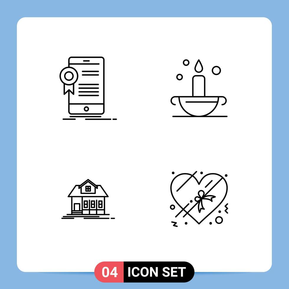 grupp av 4 fylld linje platt färger tecken och symboler för certifikat Hem Ansökan antik byggnad redigerbar vektor design element