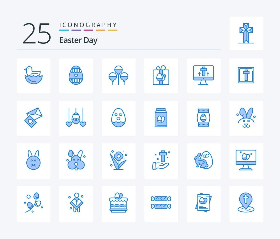 ostern 25 blaue farbe icon pack inklusive ei. Bildschirm. Ostern. Monitor. Geburtstag vektor