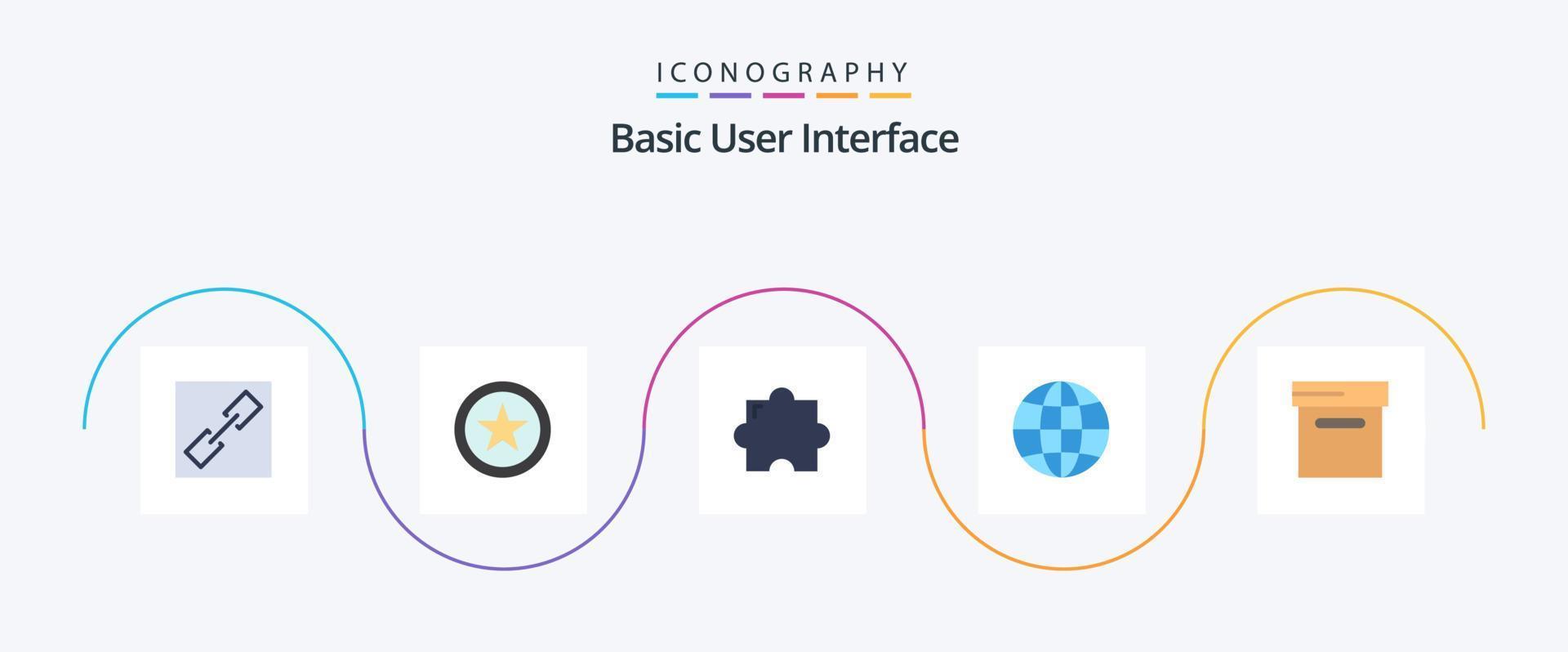 Basic Flat 5 Icon Pack inklusive . Erde. Kasten vektor