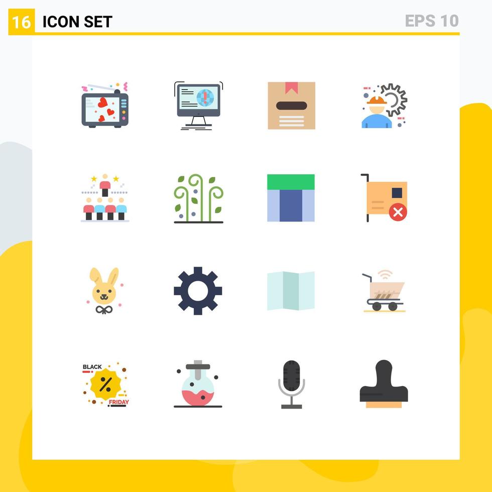 16 thematische Vektor-Flachfarben und editierbare Symbole der Arbeit Bauarbeiter Website Architekt und editierbares Paket kreativer Vektordesign-Elemente vektor