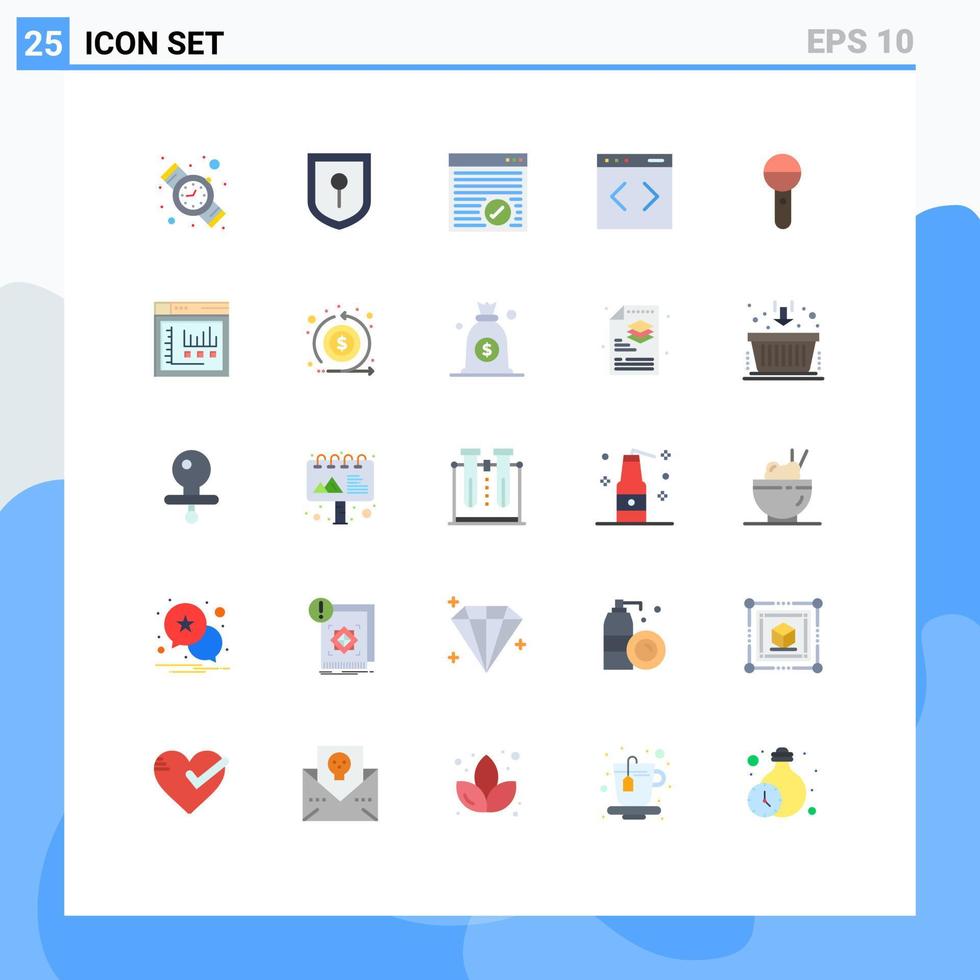 Flaches Farbpaket mit 25 universellen Symbolen für Soundmikrofon-Webseite Mikrofon-Website editierbare Vektordesign-Elemente vektor