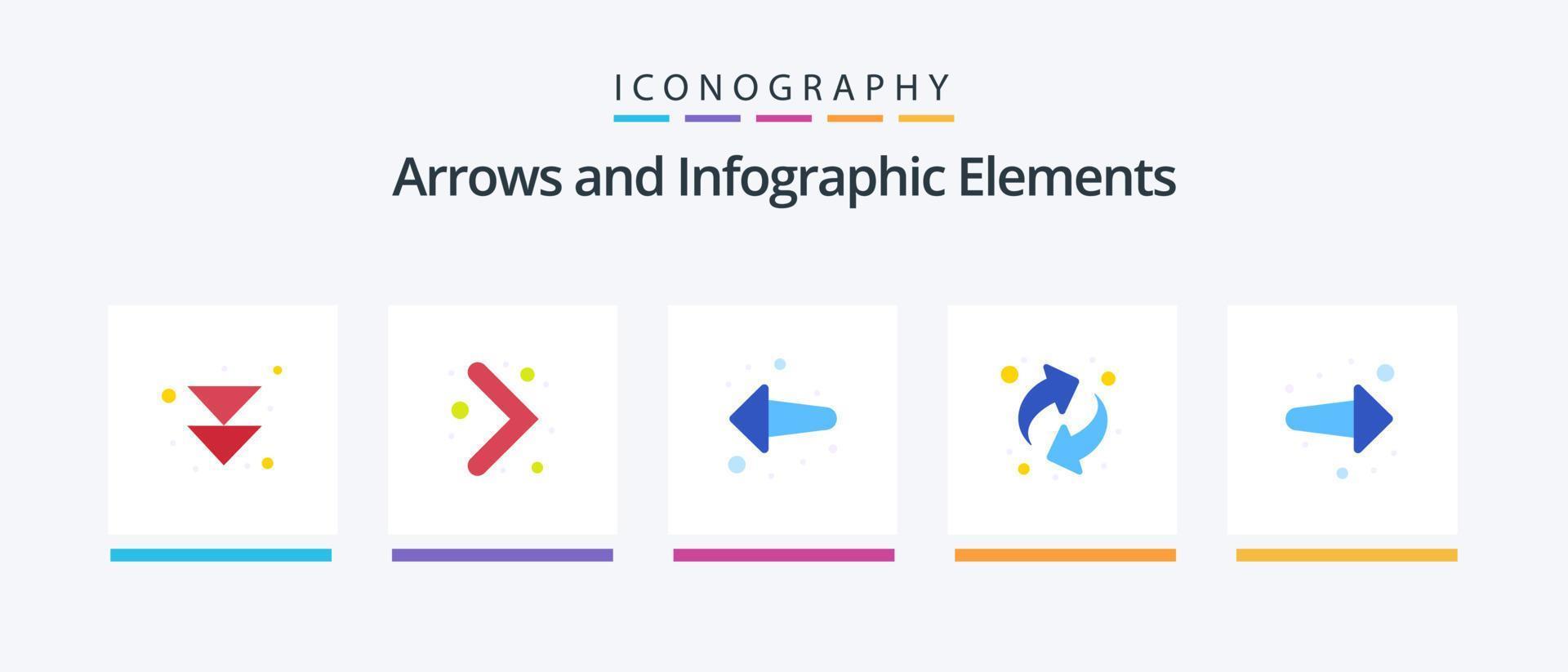 Arrow Flat 5 Icon Pack inklusive . Rechts. links. nach vorne. Pfeil. kreatives Symboldesign vektor