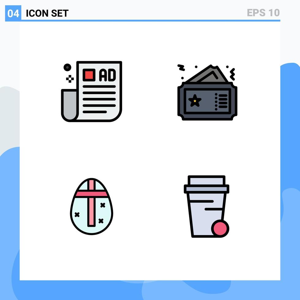 4 fylld linje platt Färg begrepp för webbplatser mobil och appar reklam tips påsk ägg tips kupong Semester redigerbar vektor design element