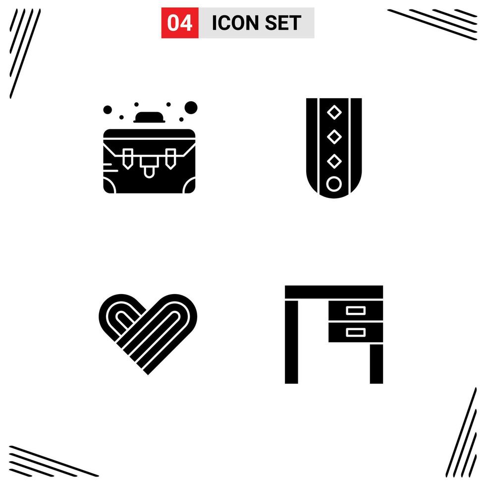 fast glyf packa av 4 universell symboler av företag kärlek ruter rang dekor redigerbar vektor design element