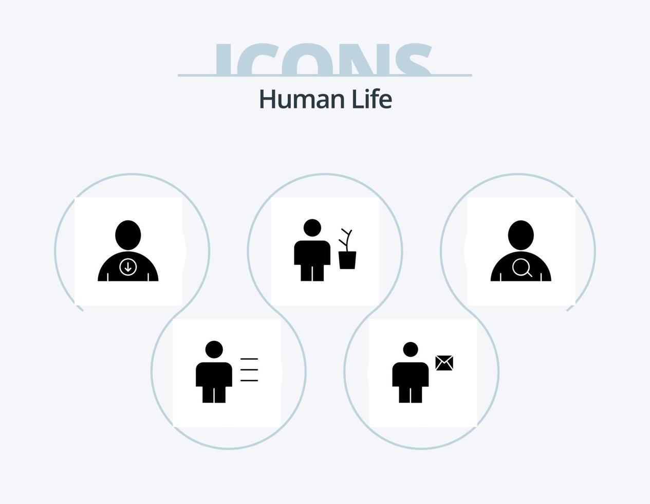 mänsklig glyf ikon packa 5 ikon design. pott. mänsklig. mänsklig. kropp. användare vektor