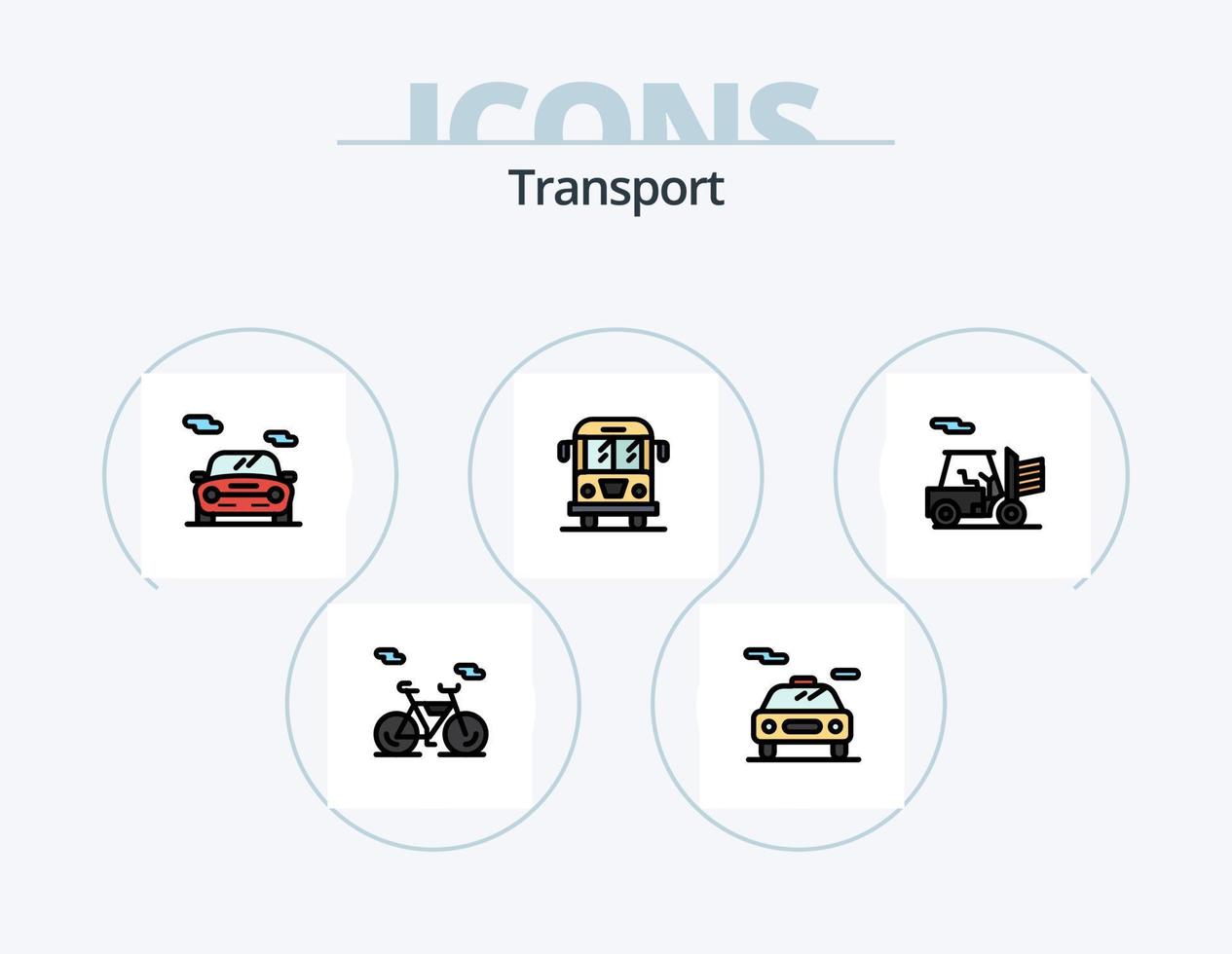 Transportlinie gefüllt Icon Pack 5 Icon Design. Lieferwagen. Transport. Quad. Auto. Transport vektor