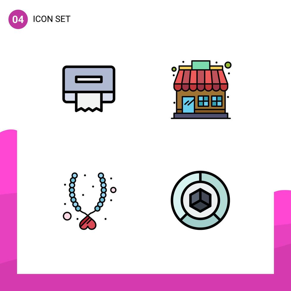 Aktienvektor-Icon-Pack mit 4 Zeilenzeichen und Symbolen für die Reinigung von Halskettenmarkt-Ladenanalysen editierbare Vektordesign-Elemente vektor