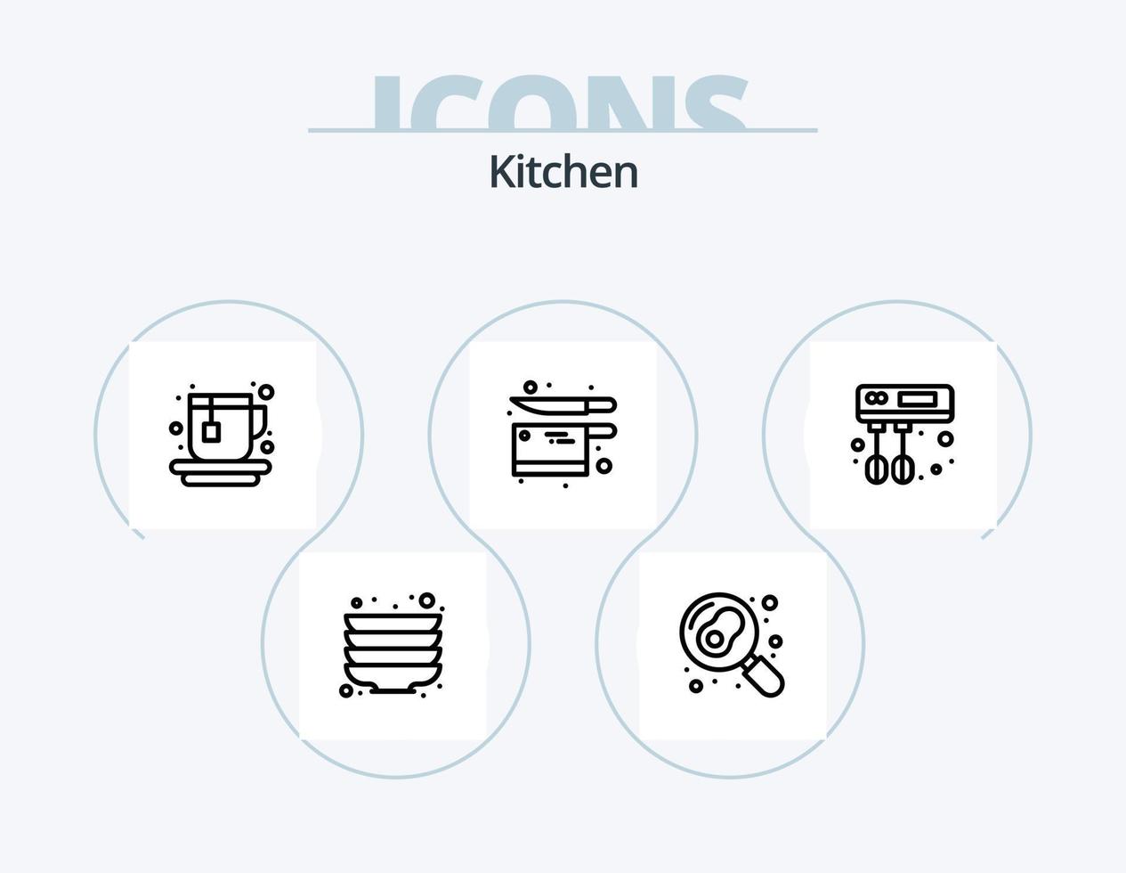 kök linje ikon packa 5 ikon design. . kök. ägg. matlagning. redskap vektor