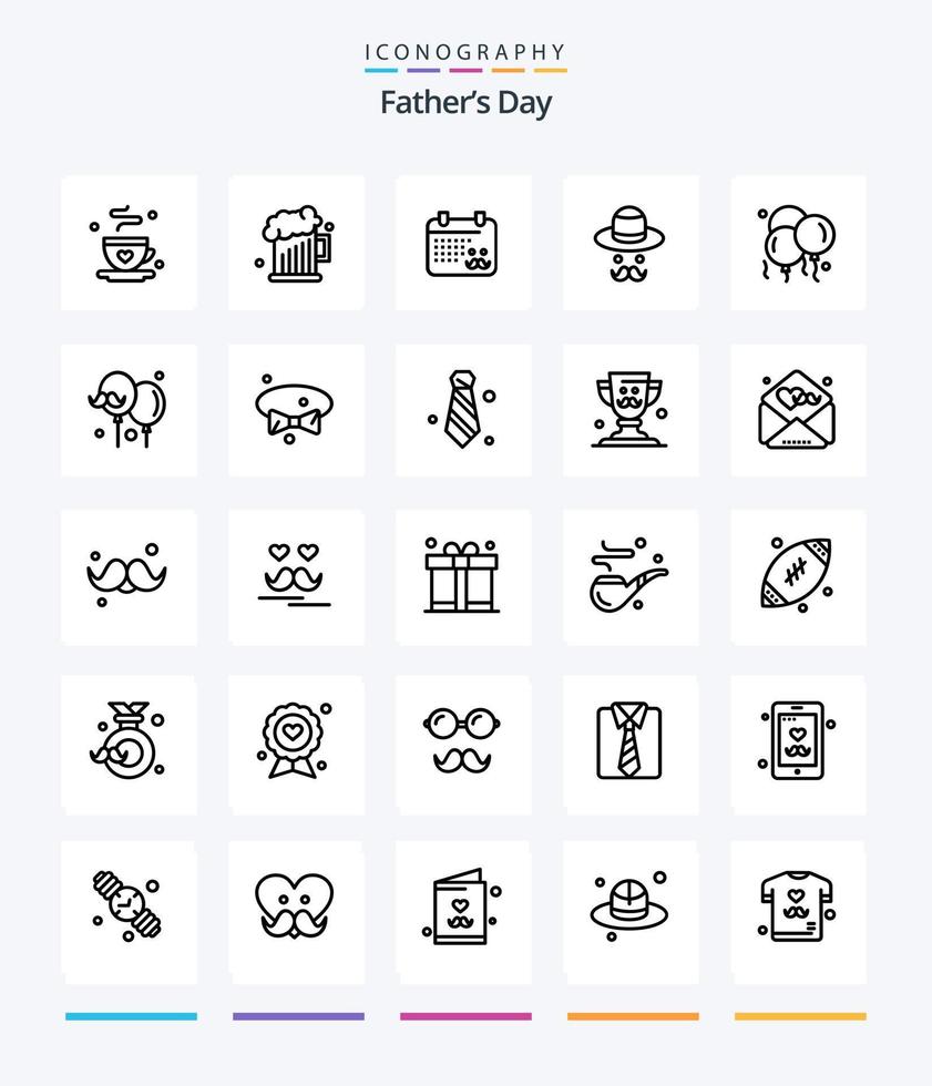 Creative Fathers Day 25 Outline Icon Pack wie Papa. Väter. Kalander. Tag. Benutzerbild vektor