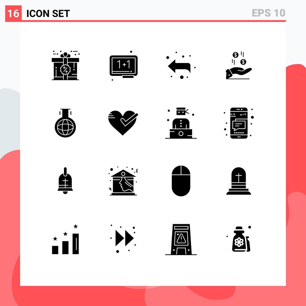 Aktienvektor-Icon-Pack mit 16 Zeilenzeichen und Symbolen für chemische Währung Whiteboard-Geld handbearbeitbare Vektordesign-Elemente vektor
