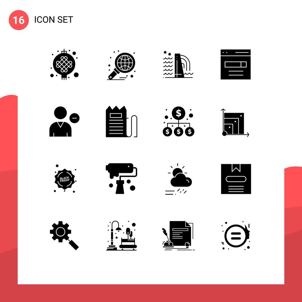 16 kreativ ikoner modern tecken och symboler av användare gränssnitt Rapportera motor industri redigerbar vektor design element